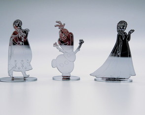 Apliques Frozen com base 4 cm acrilico espelhado prata