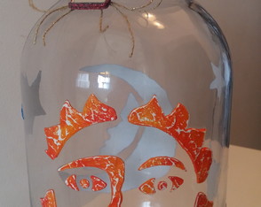 Pote com textura e biscuit sol e lua