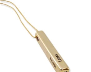 Colar Barra 3d com Nomes Pendulo Banhado a Ouro Personalizad