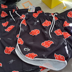 Kit Short Casal Naruto Akatsuki Nuvens Combinando Conjunto