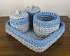 Imagem 1 - Cestos de Crochê para Kit Higiene de Bebê Cinza e Azul Médio