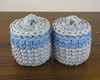Imagem 2 - Cestos de Crochê para Kit Higiene de Bebê Cinza e Azul Médio