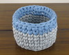 Imagem 3 - Cestos de Crochê para Kit Higiene de Bebê Cinza e Azul Médio