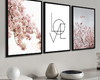 Imagem 1 - Kit 3 Quadros Decorativos Love Folhagem Quarto Casal Moldura