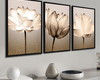 Imagem 1 - Kit 3 Quadros Decorativos Flores para Sala Modernos Moldura