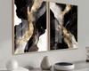 Imagem 1 - Quadros Decorativos Abstrato Preto Dourado Moldura e Vidro