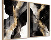 Imagem 2 - Quadros Decorativos Abstrato Preto Dourado Moldura e Vidro