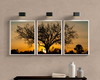 Imagem 1 - Kit 3 Quadros Decorativos Árvore com Por do sol-a4 com Vidro