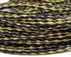 Imagem 2 - Cordão de Fio de Couro Trançado 3 mm - Azul Marinho Dourado
