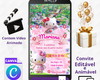 Imagem 1 - Convite Digital Animado Edite no Canva - Hello Kitty