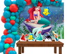 Imagem 1 - Kit Festa Ouro Painel + Display + Fita Ariel Pequena Sereia
