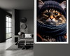 Imagem 4 - Quadro Gato com Cachecol e Óculos de Inverno, com Um Visual