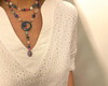 Imagem 4 - Colar Pashmina de Pedra Ágata Azul Quartzo Rosa e Ametista