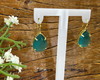 Imagem 3 - Brinco Gancho Gota Cristal Verde Água - Banho Ouro 18