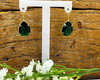 Imagem 3 - Brinco Gancho Gota Cristal Verde Esmeralda - Banho Ouro 18