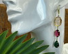 Imagem 1 - Brinco Gancho Cristais Coloridos -banho Ouro 18k