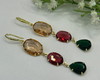 Imagem 5 - Brinco Gancho Cristais Coloridos -banho Ouro 18k