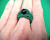 Imagem 1 - Anel de Macramê Verde com Pedra Ônix, Artesanal