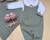Imagem 1 - Saída de Maternidade Menina Jardineira Verde Completa Tricot