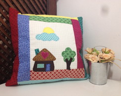 Capa Almofada Patchwork com Aplicações