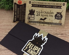 Convite Ingresso com Cinta Halloween