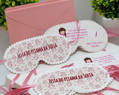 Kit 10 Convites Festa do Pijama Máscara Envelope