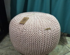 Puff em Trico Rosa Bebe