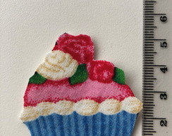 3 Patch Aplique Termocolante Cupcake Azul Flores 3 Unidades