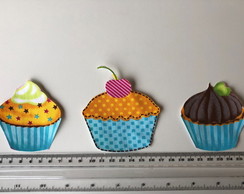 3 Patch Aplique Termocolante Cupcakes Azul #2