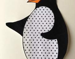 1 Patch Aplique Termocolante Pinguim Bolinhas Pretas Grande
