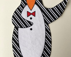 1 Patch Aplique Termocolante Pinguim Listras Grande