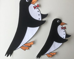 2 Patch Aplique Termocolante Pinguins Preto