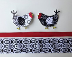 2 Kits Barra + Patch Aplique para Pano de Prato Galinhas #6