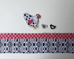 2 Kits Barra + Patch Aplique para Pano de Prato Galinhas #8