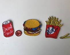 1 Patch Aplique Termocolante Hamburger Batata Frita