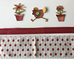 2 Kits Barra + Patch Aplique para Pano de Prato Galinhas #10