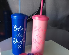 Copo Long Drink com Tampa e Canudo Bday