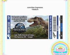 Convite Ingresso Jurassic World Azul