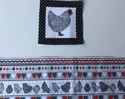 2 Kits Barra + Patch Aplique para Pano de Prato - Galinha #1