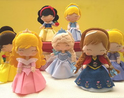 Kit 7 Bonecas Princesas Decoração em Feltro