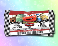 Convite Ingresso - Carros Disney