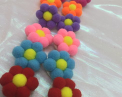 Laço pet flor pompom -P 10un