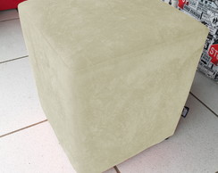 Puff Quadrado Creme Suede Amassado - Só Decorativas