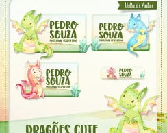 100 Etiquetas Escolares Dragão Cute em Vinil
