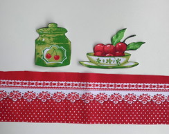2 Kits Barra + Patch Aplique para Pano de Prato Cesto Frutas