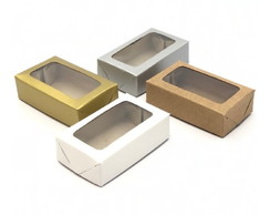 Caixa com Visor 20un Mini Bolo Brigadeiro Beijinho 7,5x4,5x2
