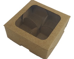 10 Caixa Visor para 4 Doces Bombom Brigadeiro 3,5 x 3,5 x 2