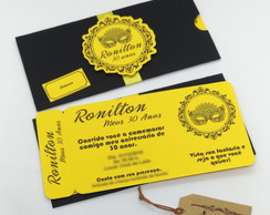 Convite Ticket Aplique 3d Festa à Fantasia