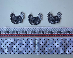 2 Kits Barra + Patch Aplique para Pano de Prato Galinha #19