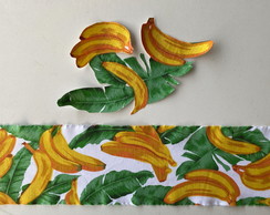 2 Kits Barra + Patch Aplique para Pano Prato Bananas #1